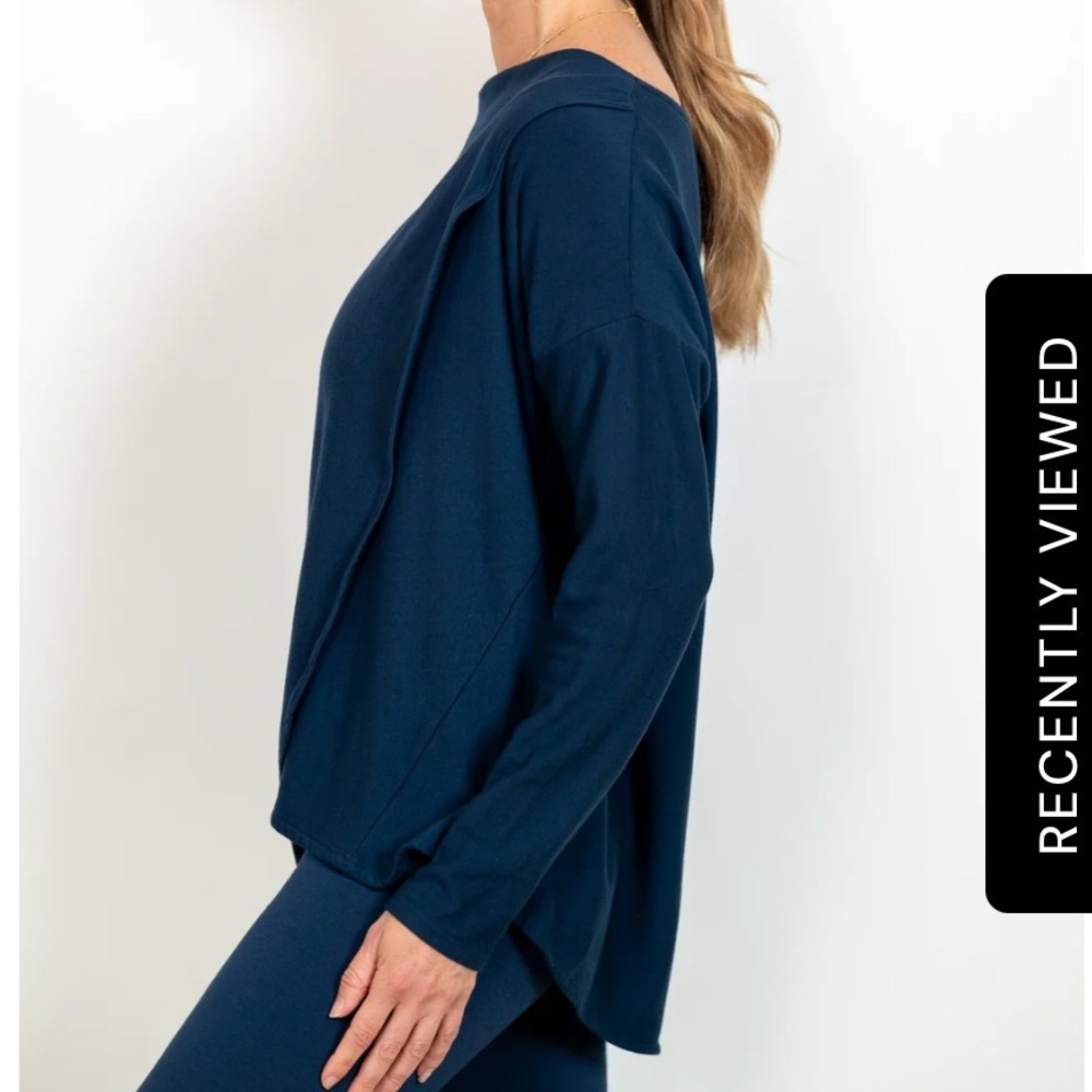 J.J. Winks "Sweater Weather"  Navy Blue Top size M. Built in bra View 4